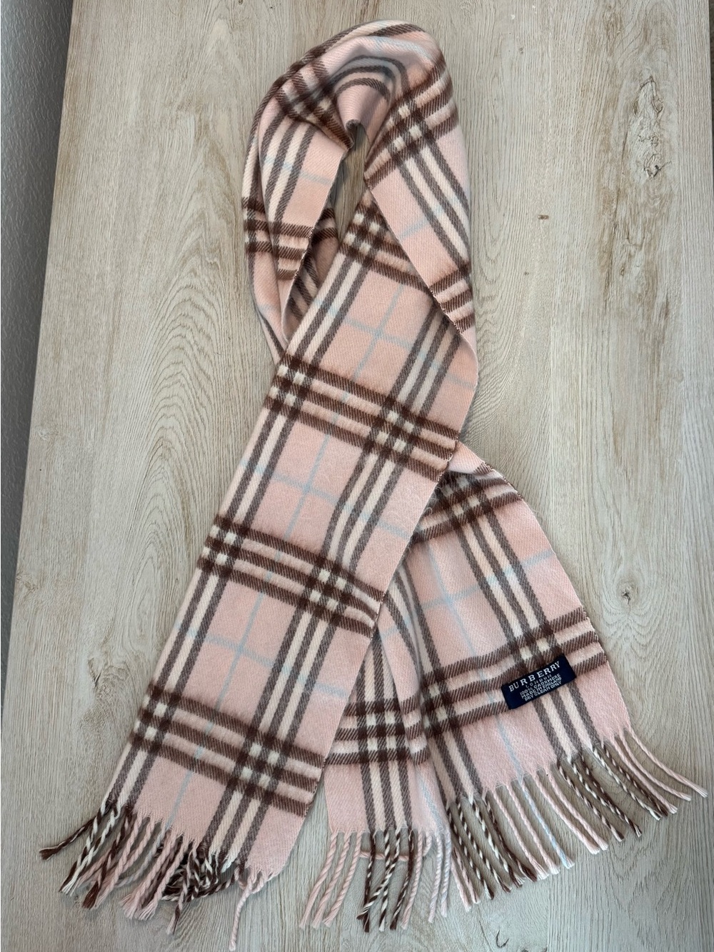 Authentic Burberry London Pink Nova Check 100% Cashmere Scarf